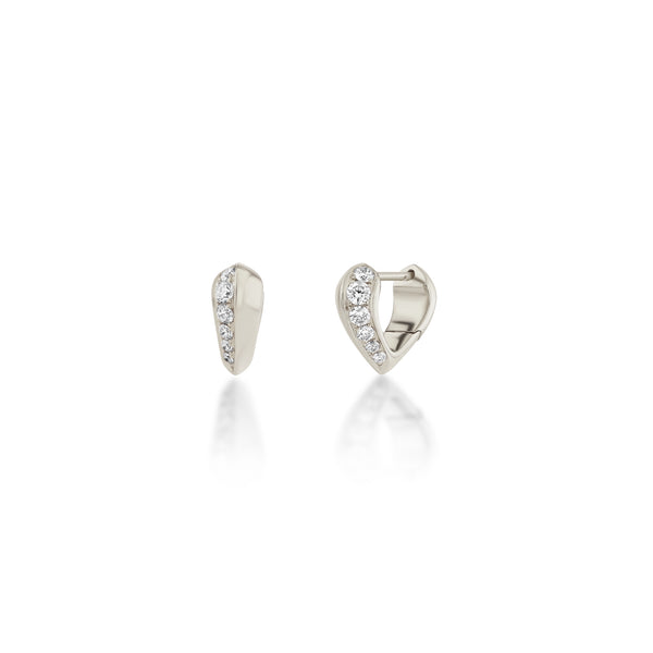 Lizzie Mandler Mini Pave Heart Shaped Crescent Huggie