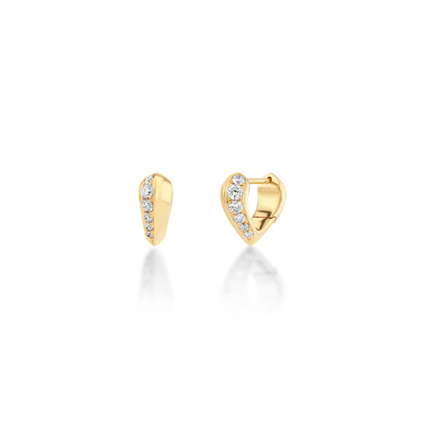 Lizzie Mandler Mini Pave Heart Shaped Crescent Huggie