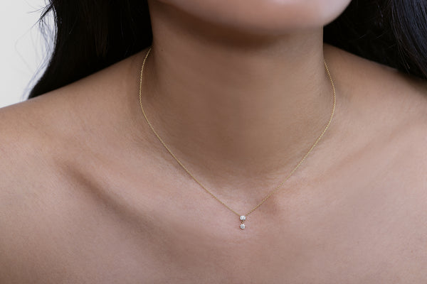 Lizzie Mandler Mix Matched Emerald And Round Shape Diamond Drop Necklace