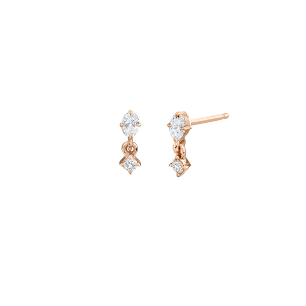 Lizzie Mandler Mix Matched Oval And Round Diamond Mini Drop Stud