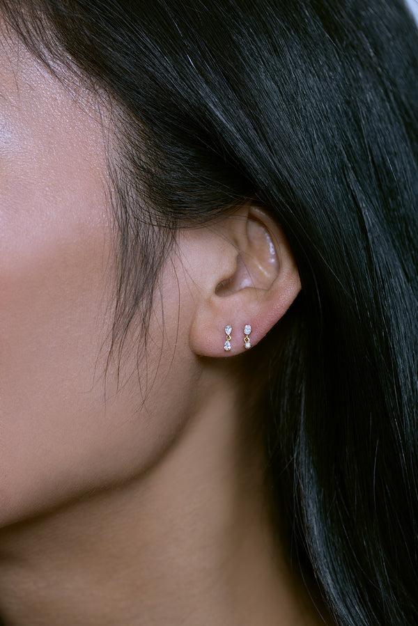 Lizzie Mandler Mix Matched Oval And Round Diamond Mini Drop Stud