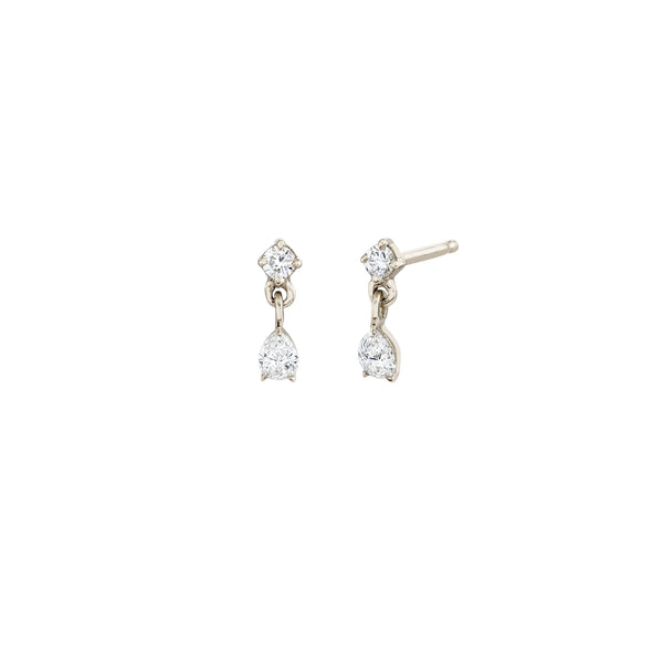 Lizzie Mandler Mix Matched Round And Pear Diamond Mini Drop Stud