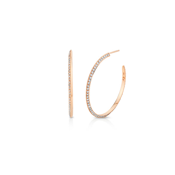 Lizzie Mandler One-Sided Pave Diamond Medium Knife Edge Hoops