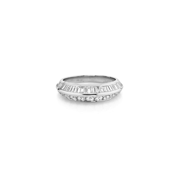 Lizzie Mandler Pave And Tapered Baguette Crescent Ring