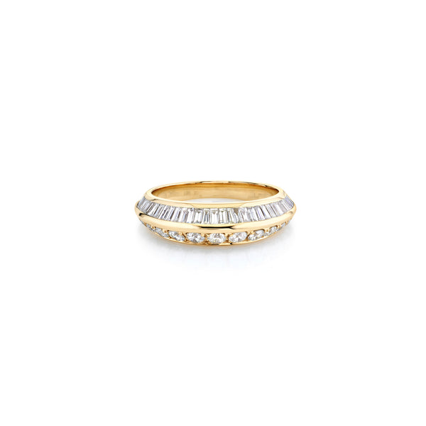 Lizzie Mandler Pave and Tapered Baguette Crescent Ring