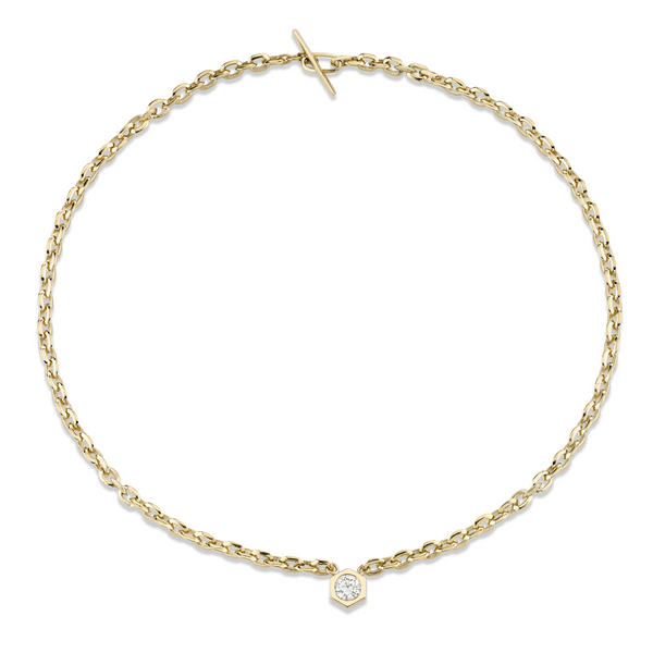 Lizzie Mandler Signature XS Link Necklace with Bezeled White Diamond