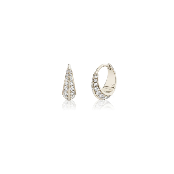 Lizzie Mandler Small Crescent Hoops With Double Sided Pave