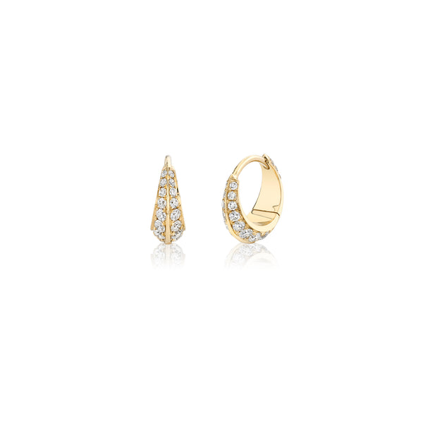 Lizzie Mandler Small Crescent Hoops with Double Sided Pave