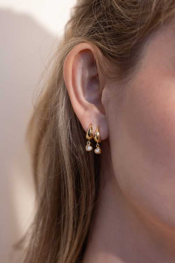 Lizzie Mandler Small Crescent With Heart Diamond Bezel Dangle