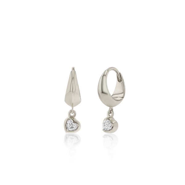 Lizzie Mandler Small Crescent With Heart Diamond Bezel Dangle