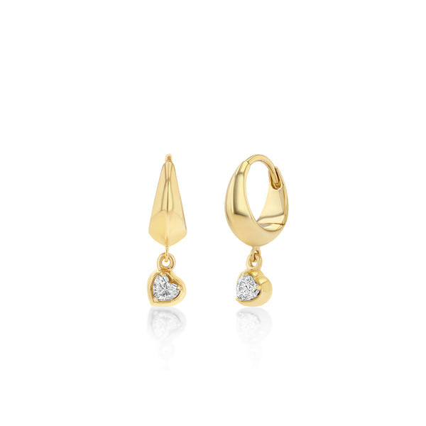 Lizzie Mandler Small Crescent with Heart Diamond Bezel Dangle