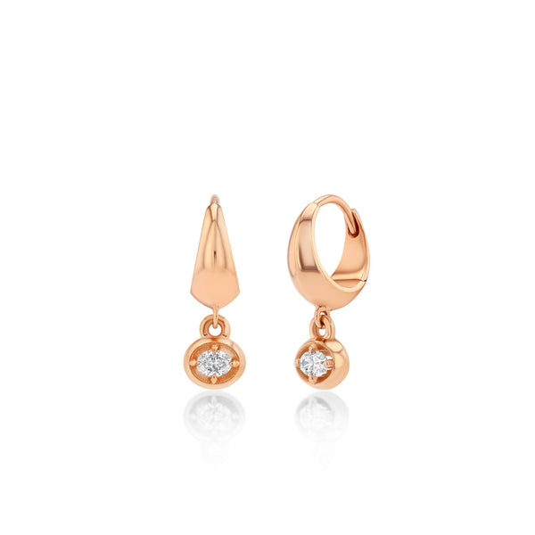 Lizzie Mandler Small Crescent With Oval Diamond Bezel Dangle