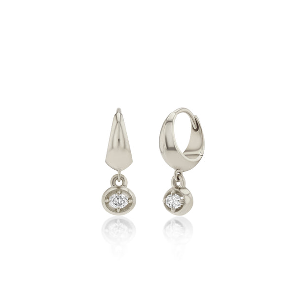 Lizzie Mandler Small Crescent With Oval Diamond Bezel Dangle