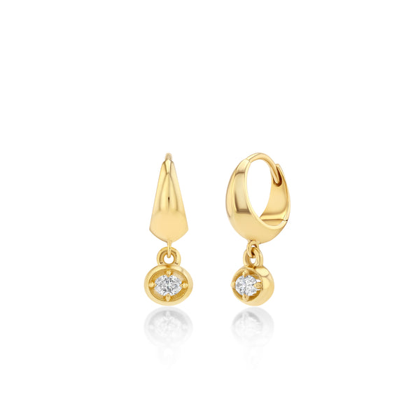 Lizzie Mandler Small Crescent with Oval Diamond Bezel Dangle