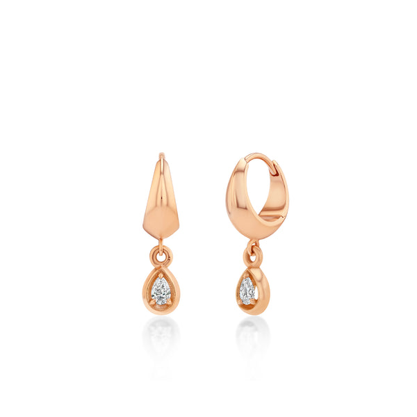 Lizzie Mandler Small Crescent With Pear Diamond Bezel Dangle