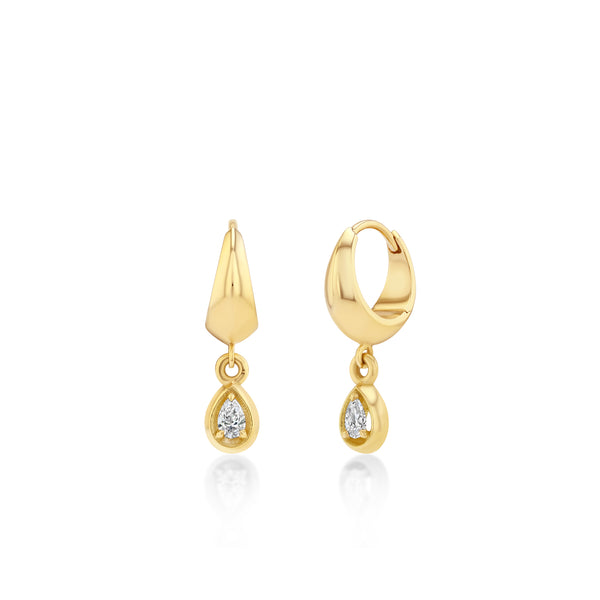 Lizzie Mandler Small Crescent with Pear Diamond Bezel Dangle