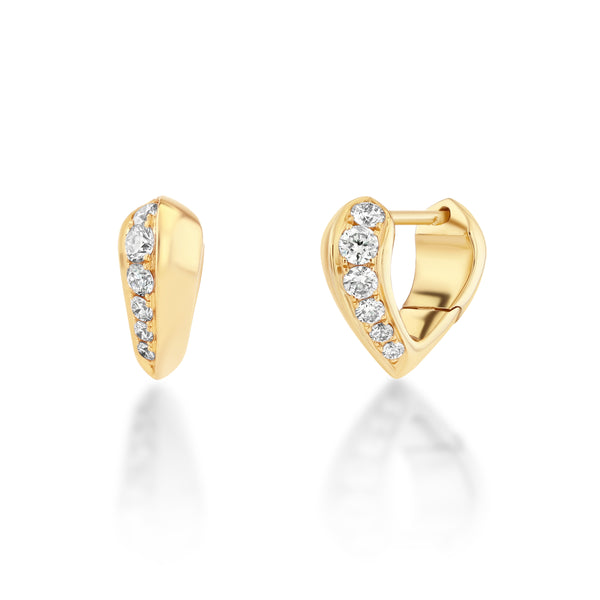 Lizzie Mandler Small Pave Heart Shaped Crescent Huggie