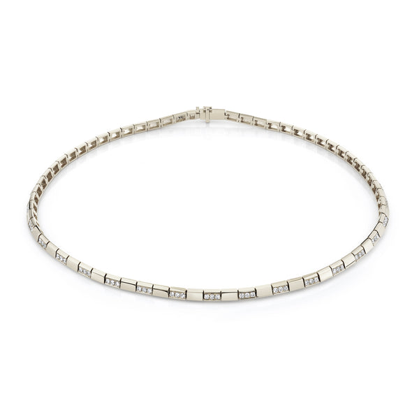 Lizzie Mandler Snake Link Necklace With Alternating Pave White Diamond