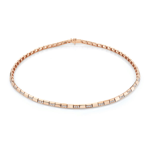 Lizzie Mandler Snake Link Necklace With Alternating Pave White Diamond