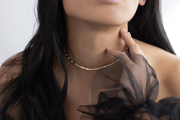 Lizzie Mandler Snake Link Necklace With Alternating Pave White Diamond