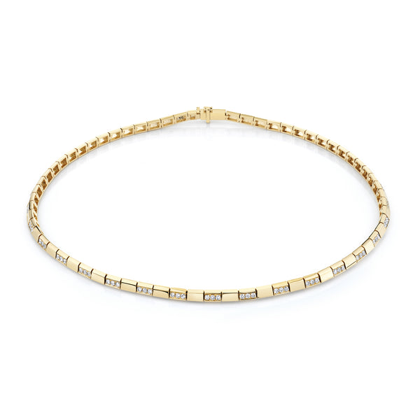 Lizzie Mandler Snake Link Necklace with Alternating Pave White Diamond