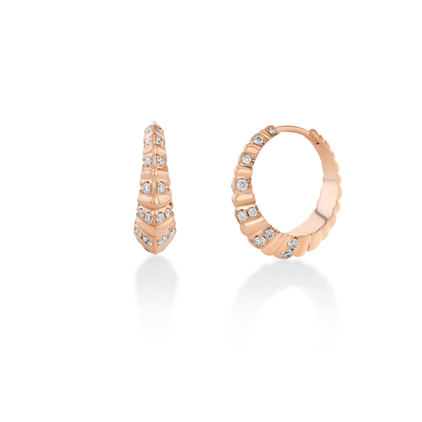 Lizzie Mandler Striped Pavé Large Fluted Crescent Huggies