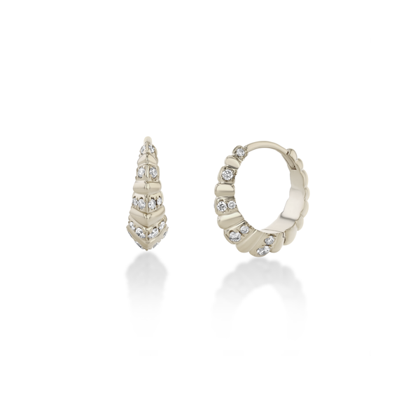 Lizzie Mandler Striped Pavé Medium Fluted Crescent Huggies