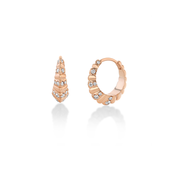 Lizzie Mandler Striped Pavé Medium Fluted Crescent Huggies