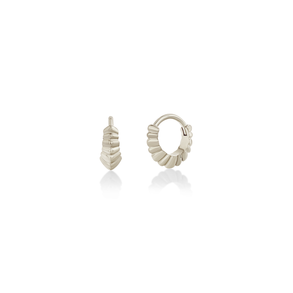 Lizzie Mandler Striped Pavé Mini Fluted Crescent Huggies