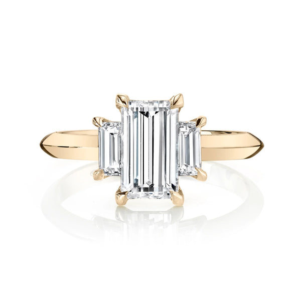 Lizzie Mandler Three Stone Setting With Signature Knife Edge Band