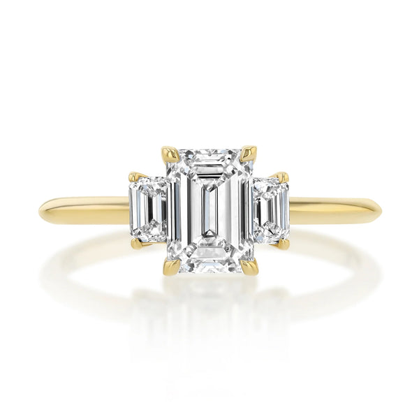 Lizzie Mandler Three Stone Setting with Signature Knife Edge Band