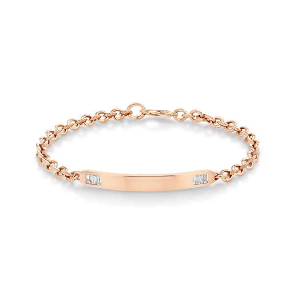 Lizzie Mandler White Diamond Baguette Tipped Micro ID Bracelet