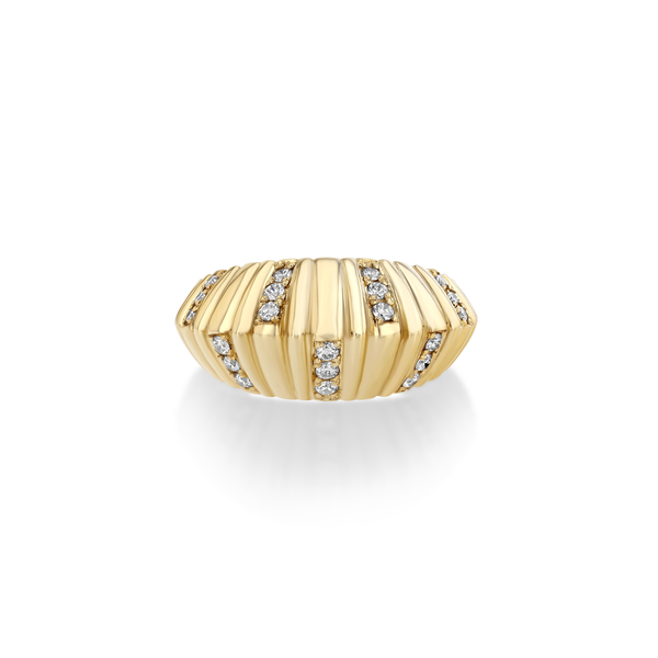 Lizzie Mandler XL Fluted Crescent Ring with Alternating Pavé Stripes