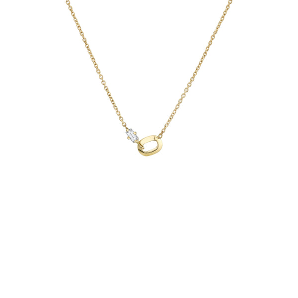 Lizzie Mandler XS Link and Diamond Baguette Necklace