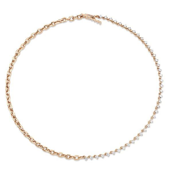 Lizzie Mandler XS Link And Eclat Diamond Tennis Necklace