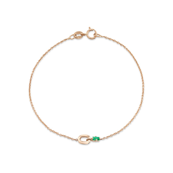 Lizzie Mandler XS Link And Emerald Baguette Bracelet