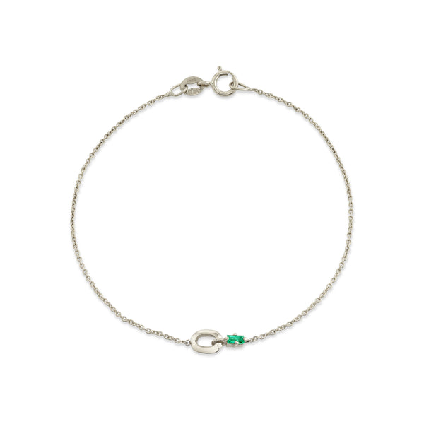 Lizzie Mandler XS Link And Emerald Baguette Bracelet