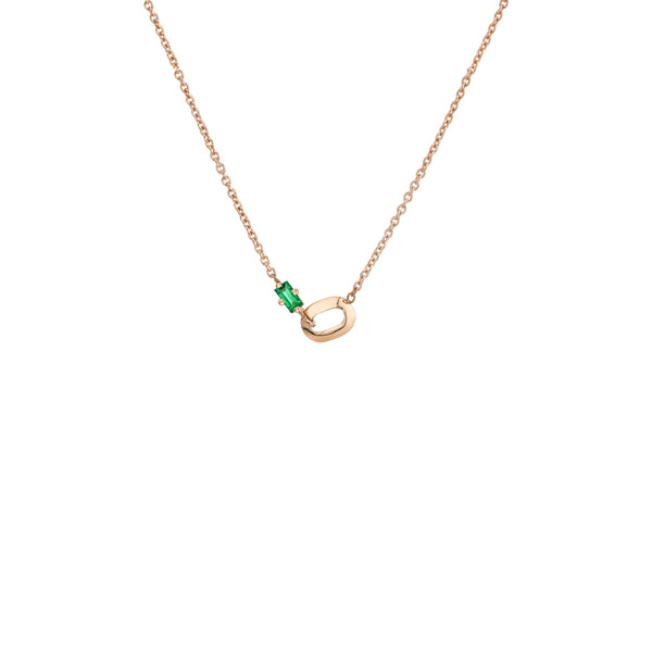 Lizzie Mandler XS Link And Emerald Baguette Necklace