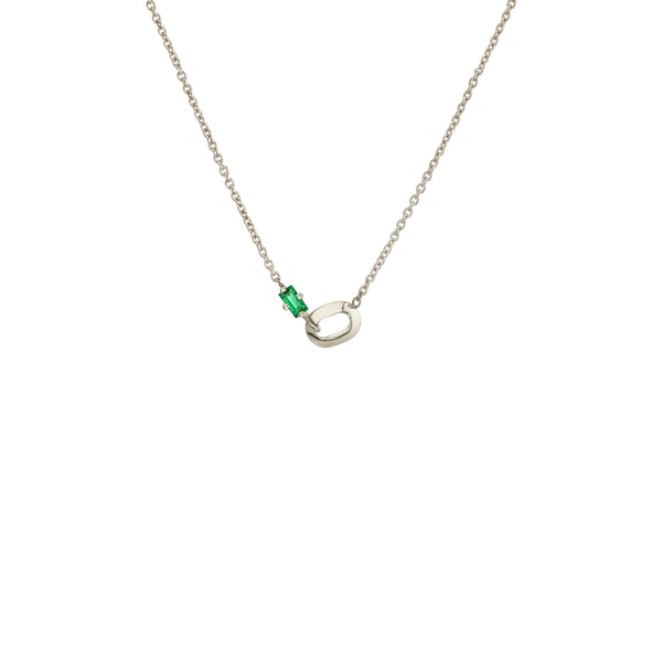 Lizzie Mandler XS Link And Emerald Baguette Necklace