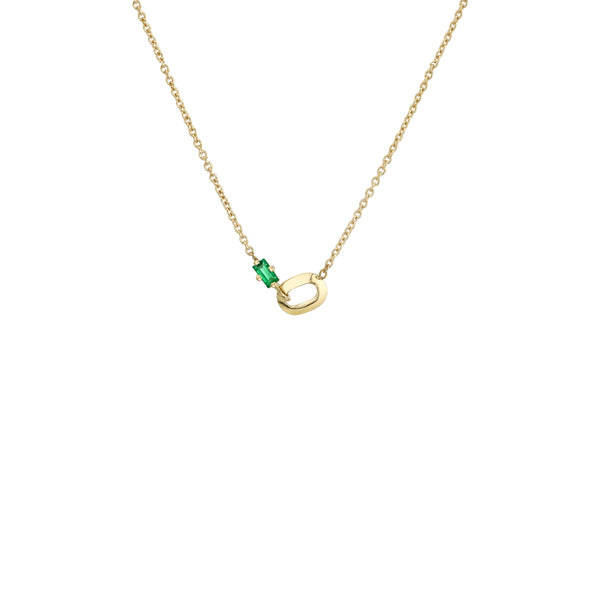 Lizzie Mandler XS Link and Emerald Baguette Necklace