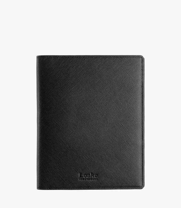 loake A5 Refillable Notepad & Pen Set Black Grain Calf Leather