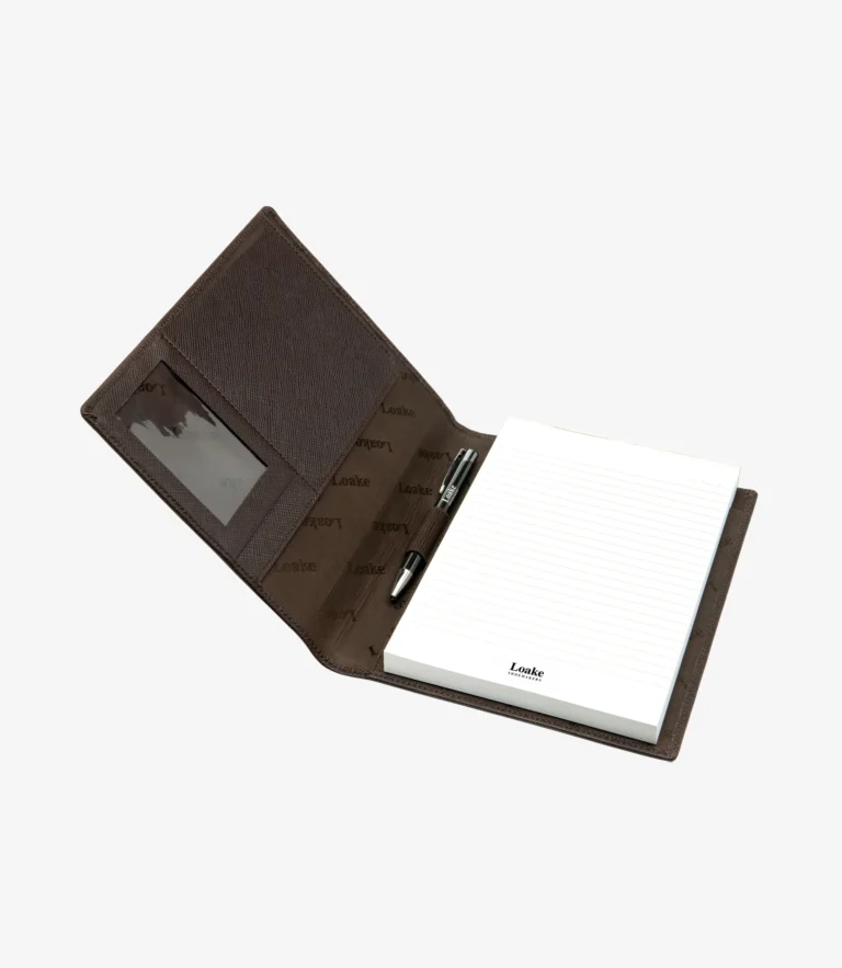Loake A5 Refillable Notepad & Pen Set Brown Grain Calf Leather
