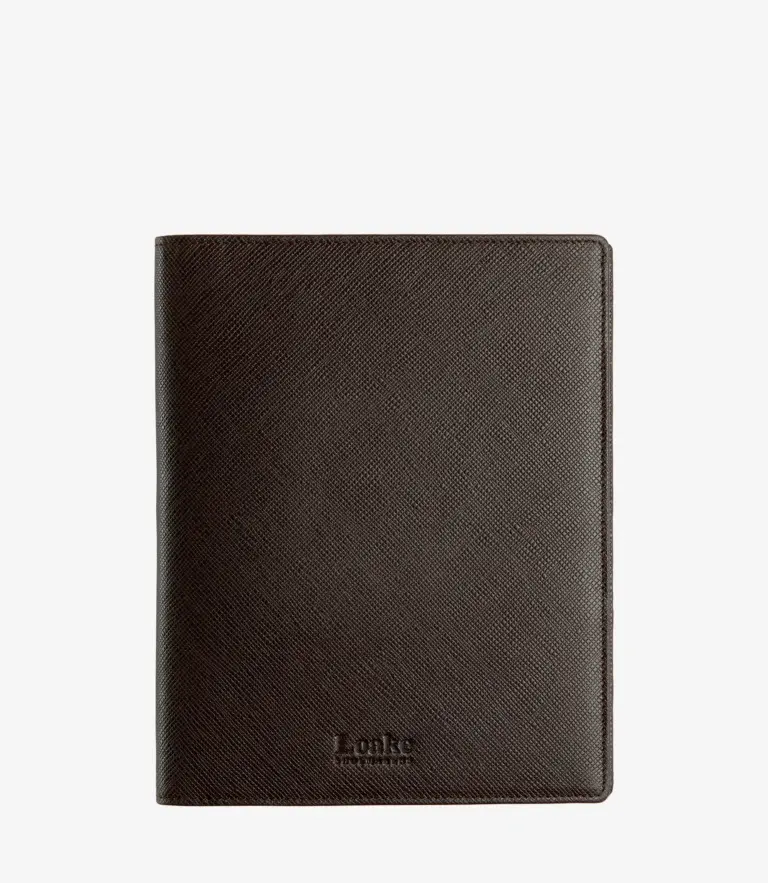 loake A5 Refillable Notepad & Pen Set Brown Grain Calf Leather
