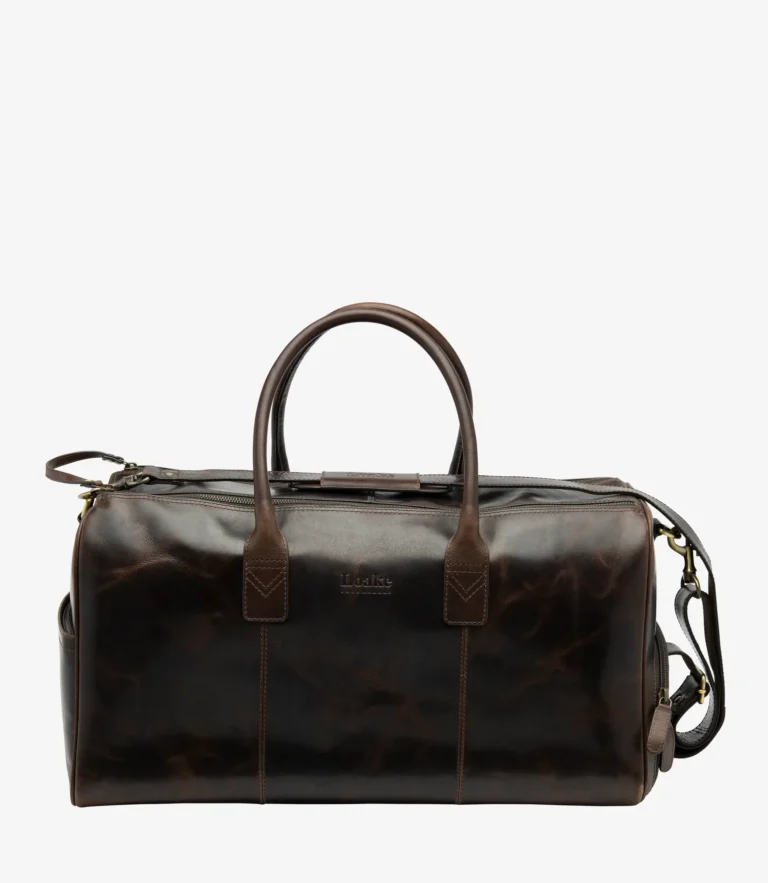 loake Devon Overnight Bag Dark Brown Calf Leather