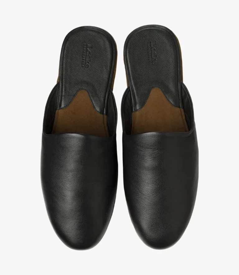 Loake Garrick Slippers Black Grain Calf Leather