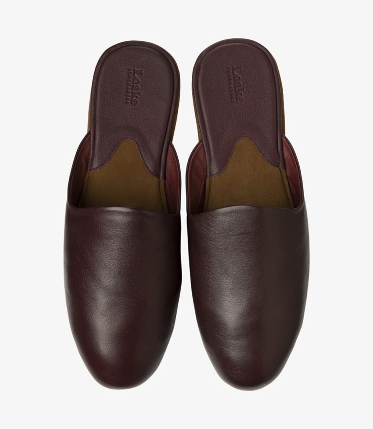 Loake Garrick Slippers Burgundy Grain Calf Leather