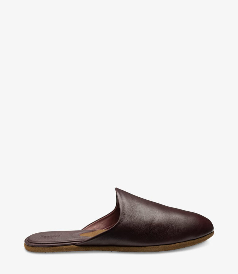 loake Garrick Slippers Burgundy Grain Calf Leather