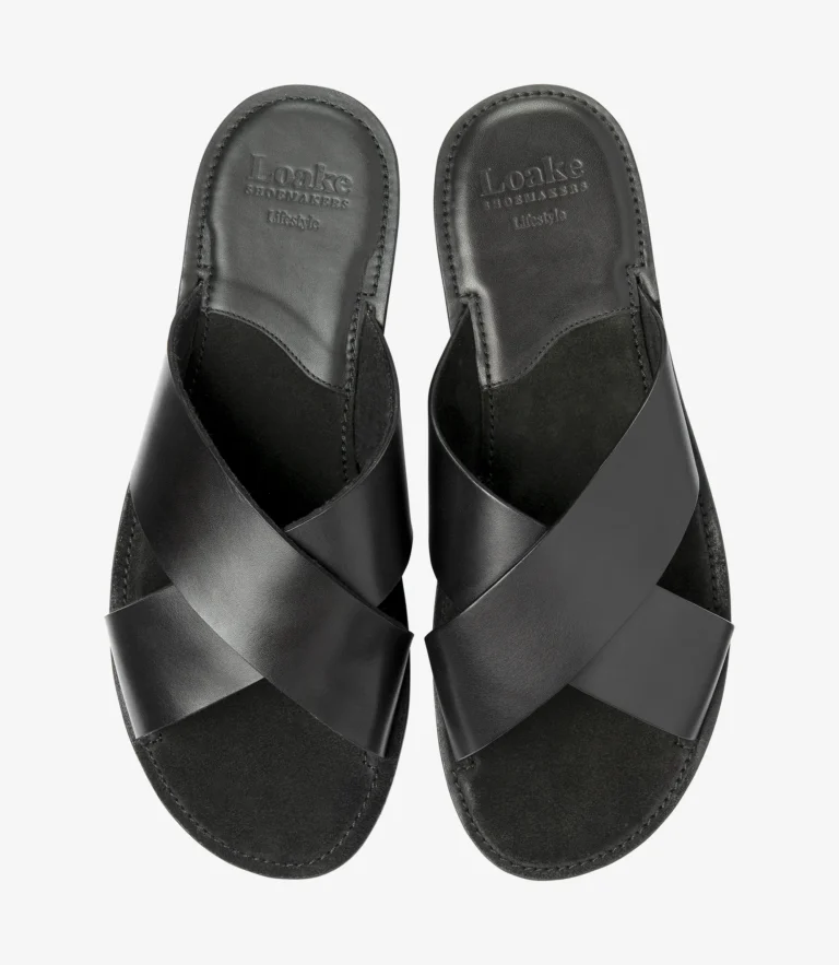 Loake Gozo Sandals Black Waxy Leather