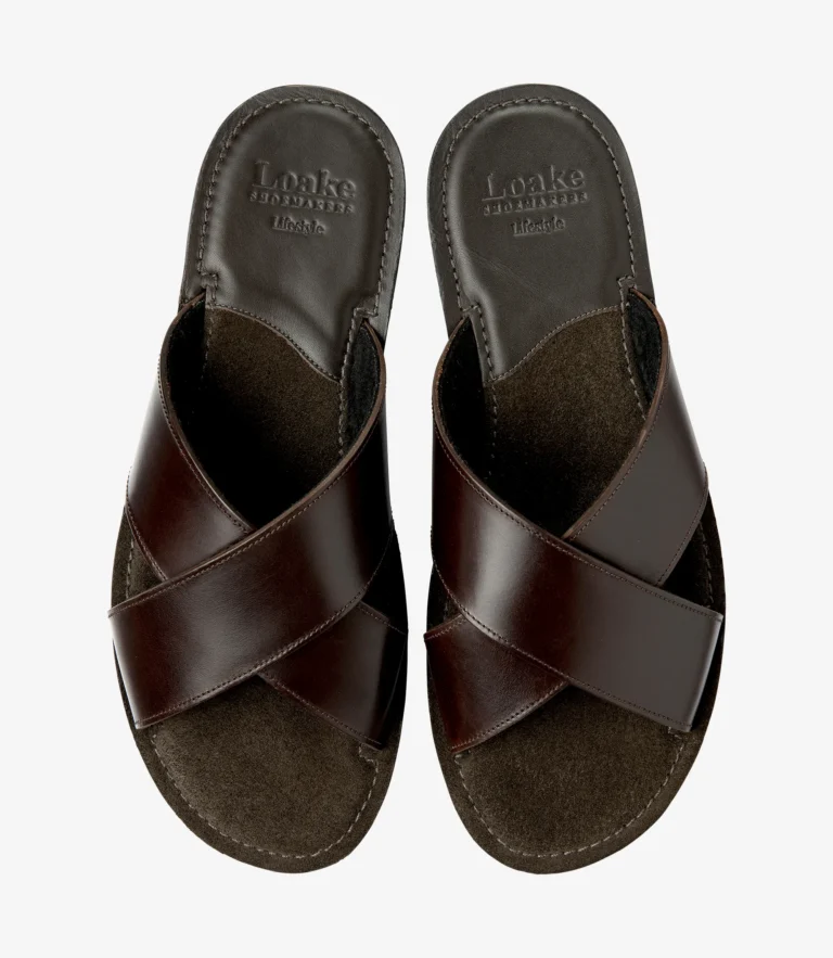 Loake Gozo Sandals Dark Brown Waxy Leather