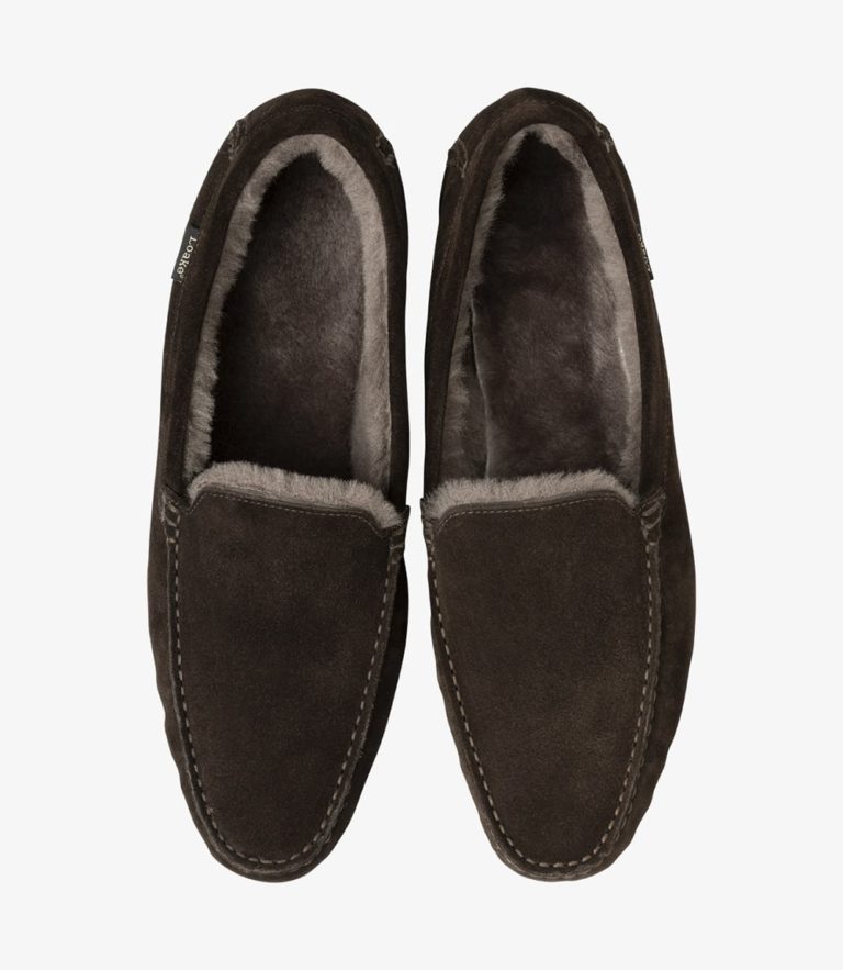 Loake Guards Slippers Dark Brown Suede